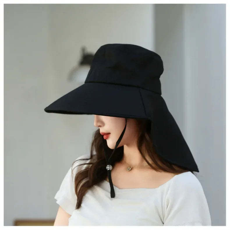 Sombrero de cubo para el sol al aire libre para mujeres y niñas, sombrero de pesca, sombrero de cubo de ala ancha con cubierta para el cuello, gorra de Safari con protección UPF 50+