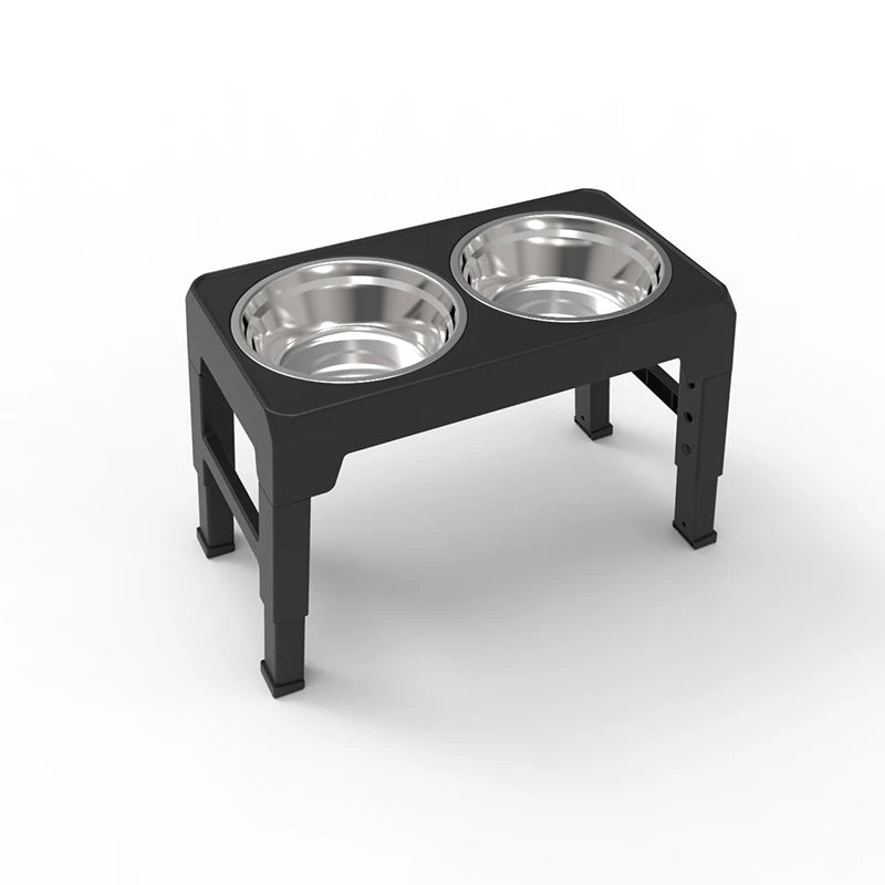 BOOTEELY Cuencos elevados para comedero para perros, soporte elevado ajustable con cuencos dobles de acero inoxidable para alimentos y agua, perros pequeños, medianos y grandes