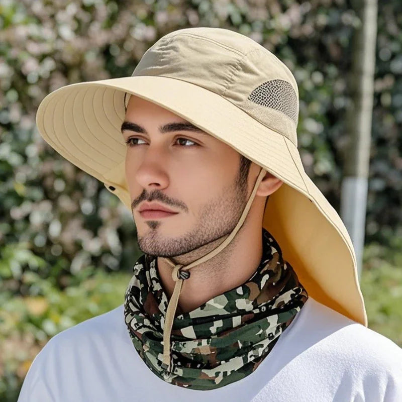 Gorro de pescador impermeable para verano, gorro con protección solar para senderismo al aire libre, pesca, ciclismo, alero grande, protección para el cuello, 1/2/4 Uds.