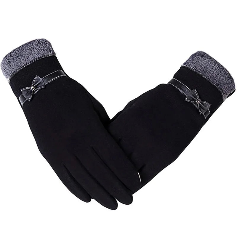 Nuevos guantes cálidos de Otoño Invierno para mujer, guantes térmicos con forro polar y dedos completos, guantes cálidos de algodón para pantalla táctil para mujer