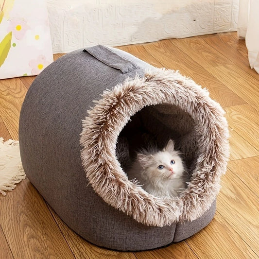 Cama portátil para gatos con asa, cama para mascotas de poliéster con aislamiento grueso, cama para perros/cama para gatos/cama para perros/cama para gatos/divano cani