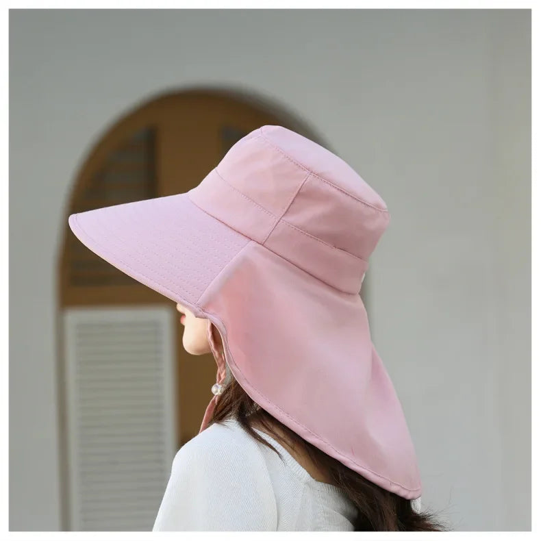 Sombrero de cubo para el sol al aire libre para mujeres y niñas, sombrero de pesca, sombrero de cubo de ala ancha con cubierta para el cuello, gorra de Safari con protección UPF 50+