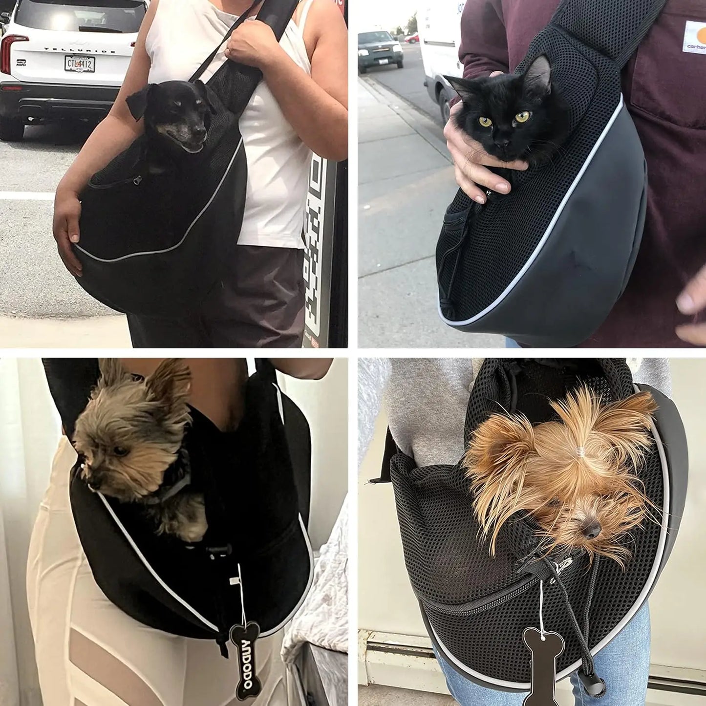 Portabebés para perros y mascotas, bandolera para viajes al aire libre, malla transpirable, bolsa con eslinga segura, capacidad de carga de 5 kg para perros y gatos