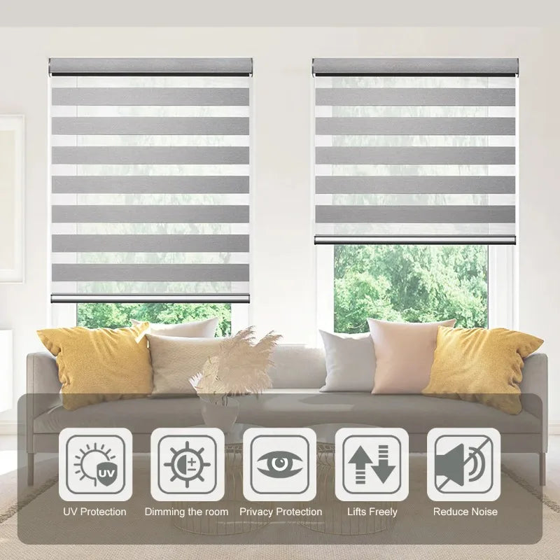 Precio de fábrica Tamaño personalizado Zebra Shades Día y noche Control inteligente Vertical Sheer Zebra Blind para Windows