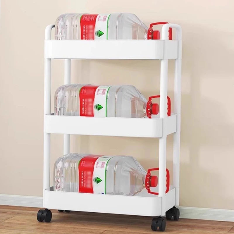 Carro pequeño multicapa para el hogar, estante de almacenamiento de suelo a suelo, cocina, dormitorio, baño, estante de almacenamiento con ruedas