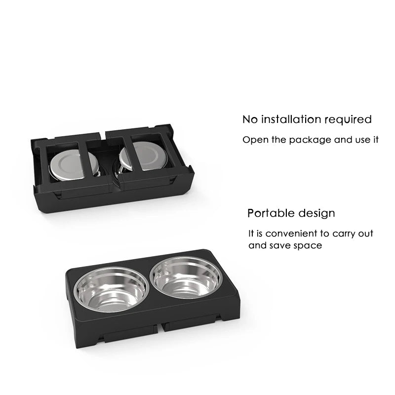 BOOTEELY Cuencos elevados para comedero para perros, soporte elevado ajustable con cuencos dobles de acero inoxidable para alimentos y agua, perros pequeños, medianos y grandes