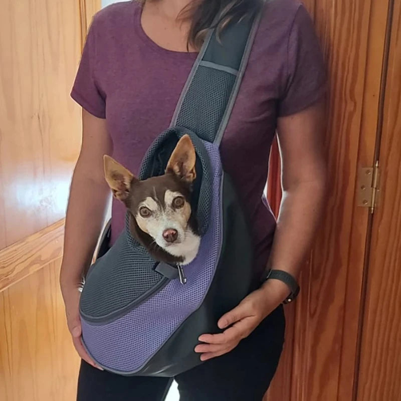 Portabebés para perros y mascotas, bandolera para viajes al aire libre, malla transpirable, bolsa con eslinga segura, capacidad de carga de 5 kg para perros y gatos