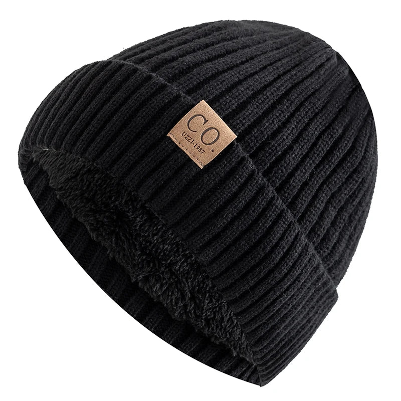 Nuevos sombreros de invierno Unisex de dos tonos, añaden forro de piel, gorro cálido a la moda para hombres y mujeres, gorros tejidos informales para invierno