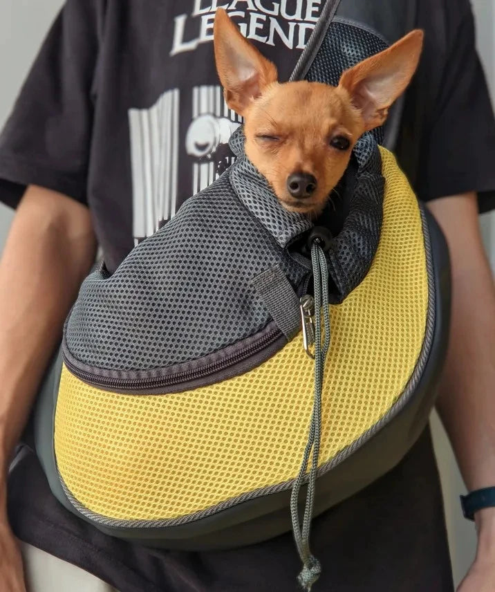 Portabebés para perros y mascotas, bandolera para viajes al aire libre, malla transpirable, bolsa con eslinga segura, capacidad de carga de 5 kg para perros y gatos