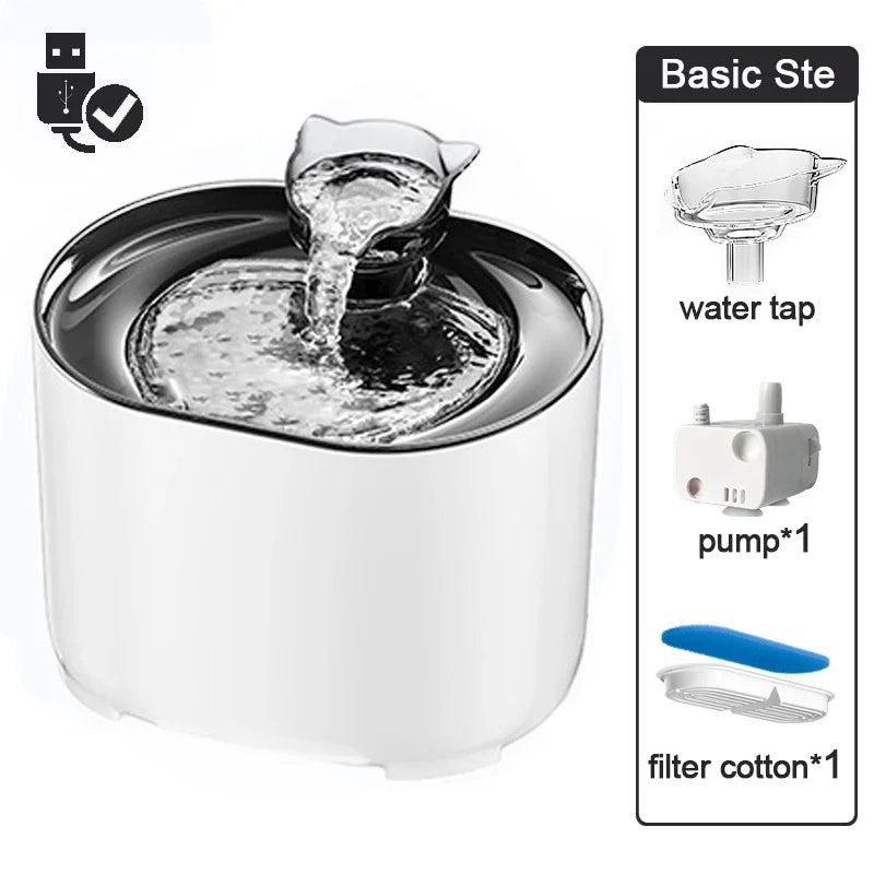Fuente de agua con filtro automático para mascotas, bebedero eléctrico silencioso con USB, bebedero de recirculación