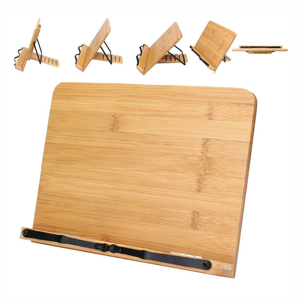 Bandeja de Soporte de Libros Ajustable y Portátil – Clips de Página para Lectura y Cocina