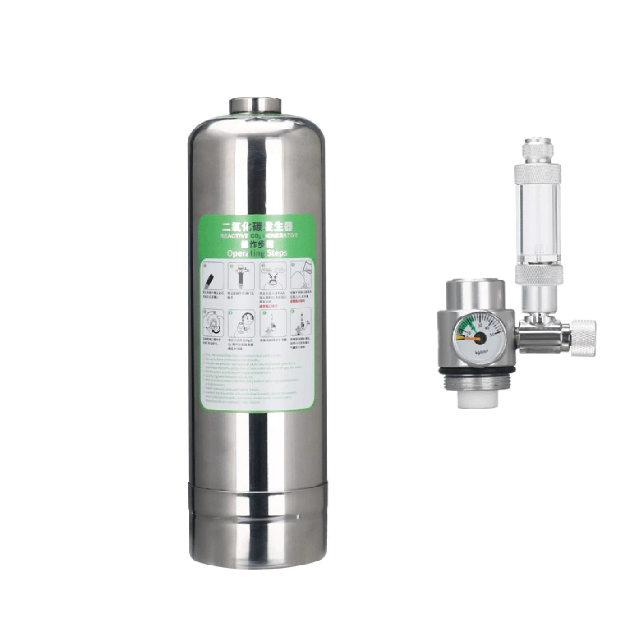 Kit de sistema generador de CO2 para acuario, cilindro generador de CO2 de acero inoxidable, Kit de Reactor de dióxido de carbono para plantas y peces