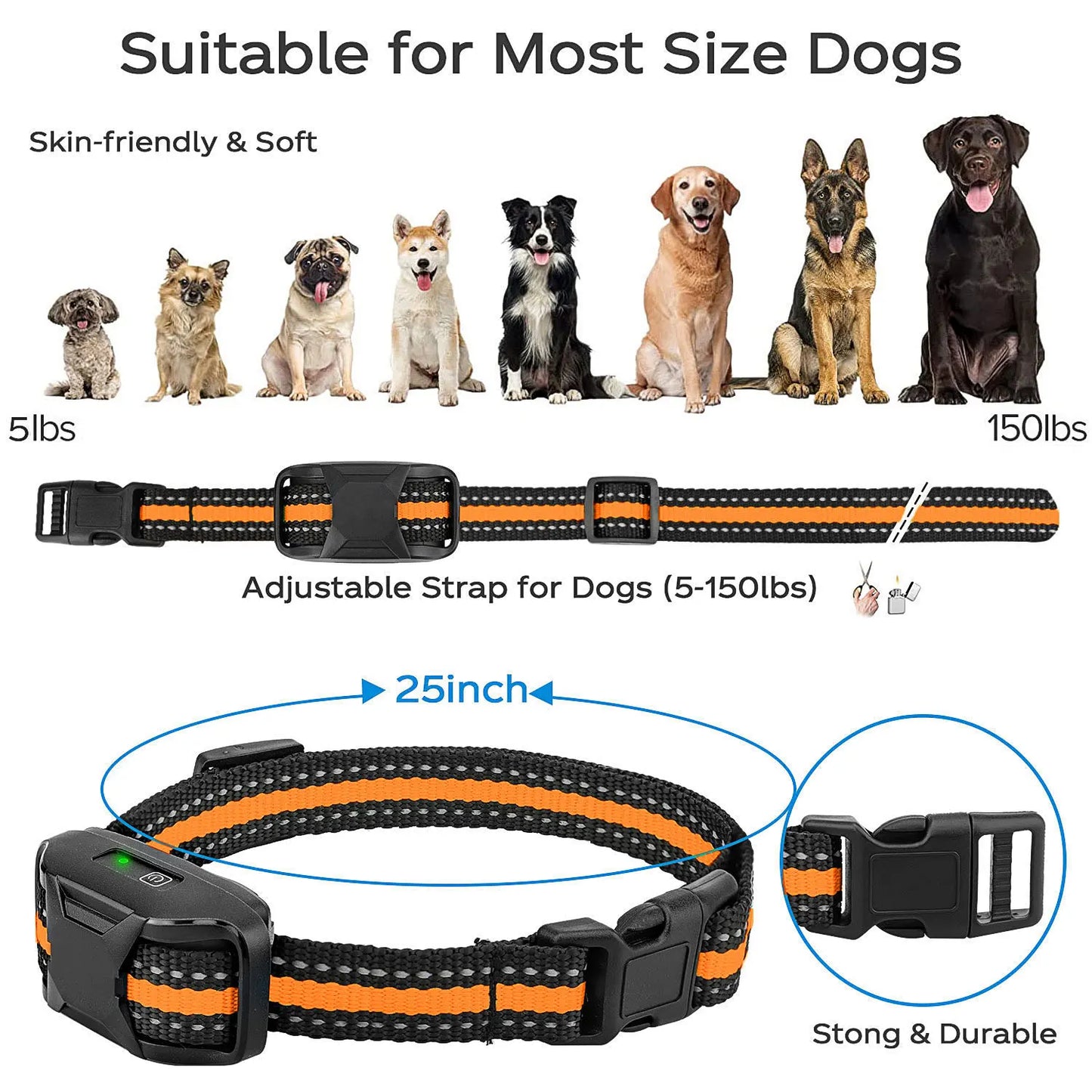 Collar de entrenamiento eléctrico para perros de 3300 pies, Control remoto, resistente al agua, comportamiento de mascotas para cachorros de 5-120 libras con vibración de choque