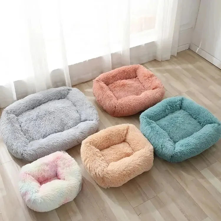 Cama rectangular de felpa para perros, estera cálida de invierno, cama para perros y gatos pequeños, medianos y grandes, perrera, cojín para gatos, accesorios para sofá para mascotas