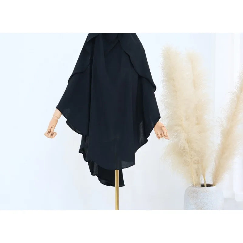 Hijab musulmán liso para mujer, ropa Khimar plisada árabe de Ramadán Eid, Jersey de oración de Iglesia islámica, bufanda Niqab, 2025