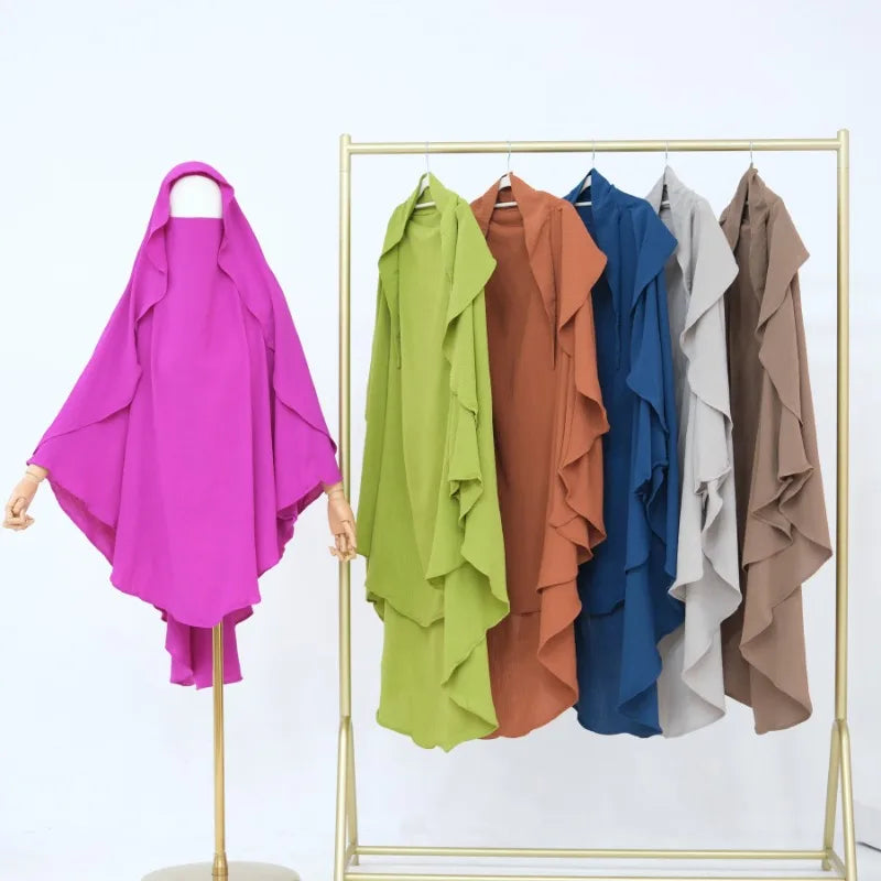 Hijab musulmán liso para mujer, ropa Khimar plisada árabe de Ramadán Eid, Jersey de oración de Iglesia islámica, bufanda Niqab, 2025