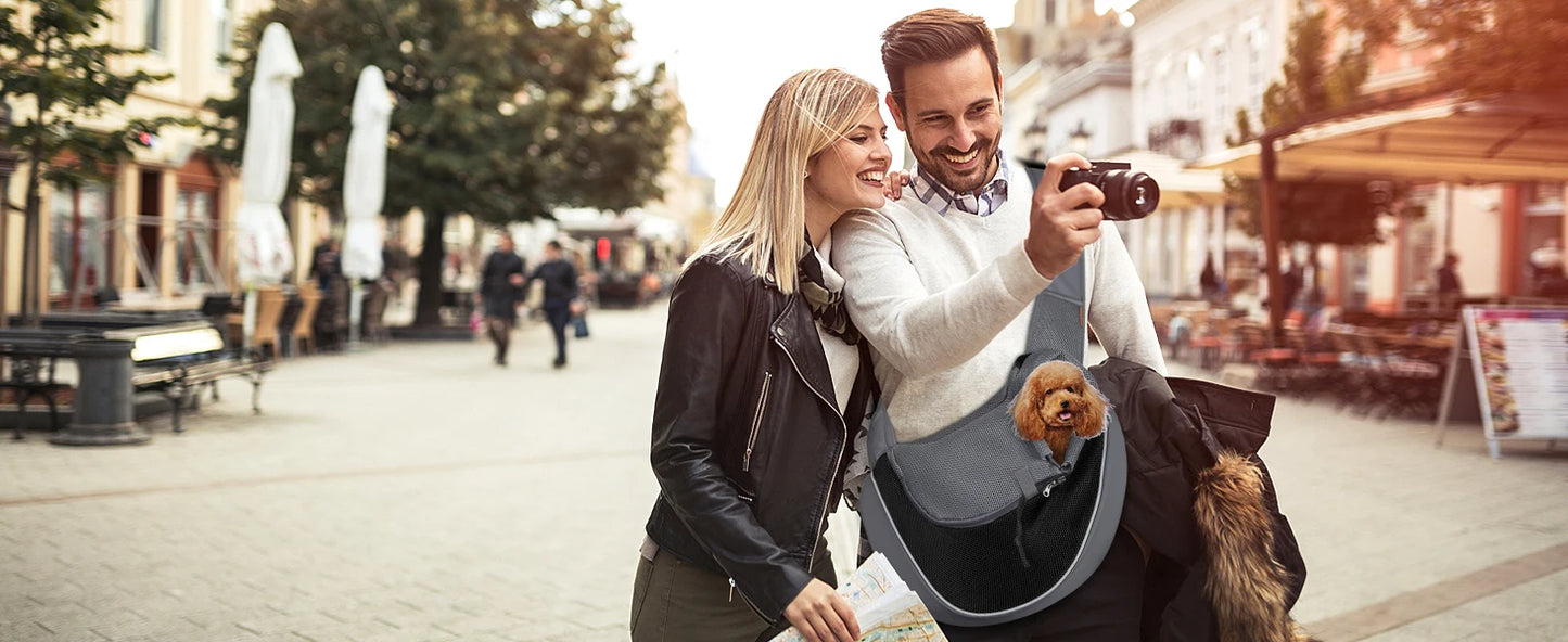 Portabebés para perros y mascotas, bandolera para viajes al aire libre, malla transpirable, bolsa con eslinga segura, capacidad de carga de 5 kg para perros y gatos