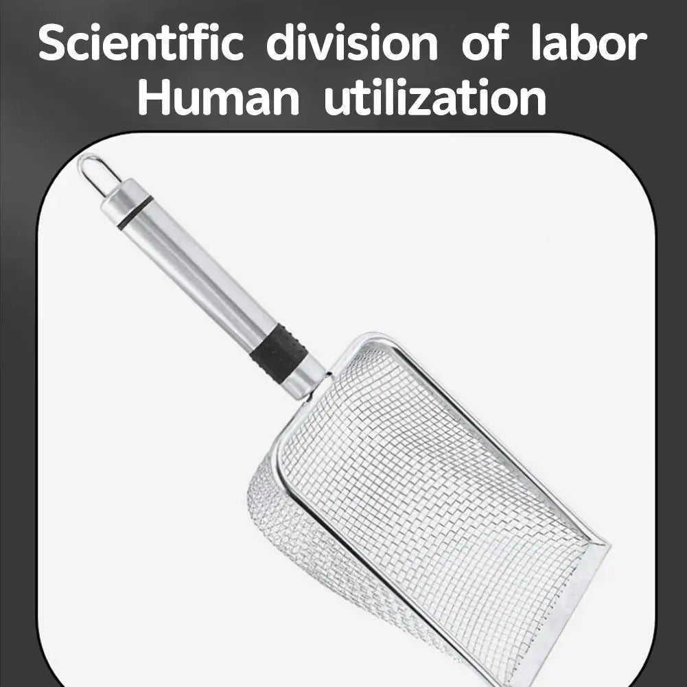 Pala de arena de acero para gatos, pala para excrementos de mascotas de poros finos para conejos, perros, herramientas de limpieza de inodoro, suministros para mascotas