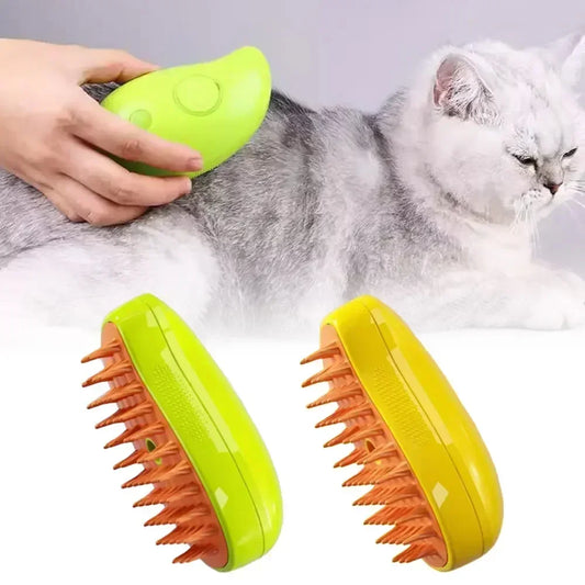 Cepillo de vapor para gatos, cepillo humeante para perros 3 en 1, cepillos de pelo para gatos con pulverizador eléctrico para masaje, peine para el cuidado de mascotas, peines para depilación