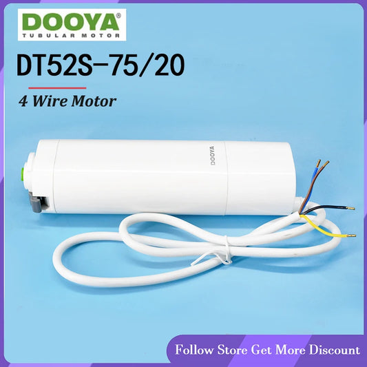 Motor de cortina eléctrico Dooya DT52S 75W, Motor fuerte motorizado de 4 cables para hogar inteligente, funciona con controladores Fibaro y red Fibaro