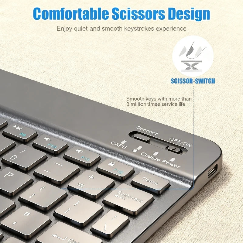 Teclado Bluetooth Teclado inalámbrico de 84 teclas Compatible con tabletas iPad Samsung Xiaomi de 7/10 pulgadas y teclado Mini iPad para iPad