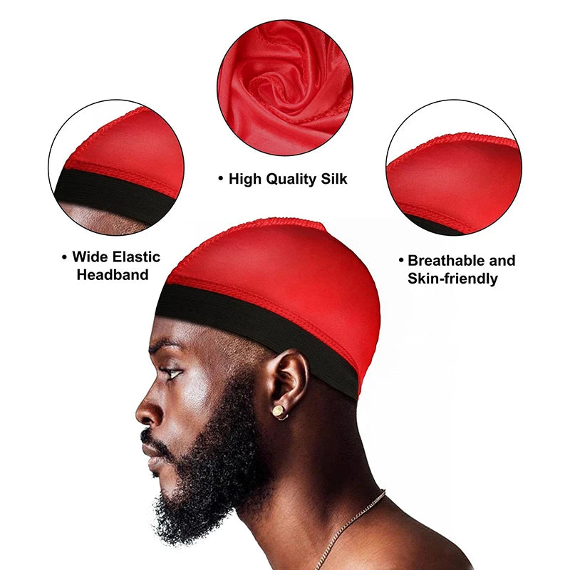 2 unids/lote, gorro ondulado de cúpula sedosa, pañuelos elásticos, gorro de peluca Unisex, cubierta para la cabeza para dormir durante la noche, gorro para quimio para pérdida de cabello contra el cáncer, accesorios para