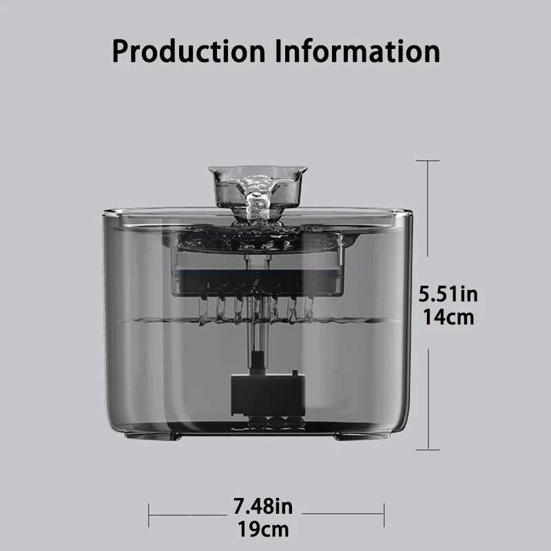 Fuente de agua con filtro automático para mascotas, bebedero eléctrico silencioso con USB, bebedero de recirculación