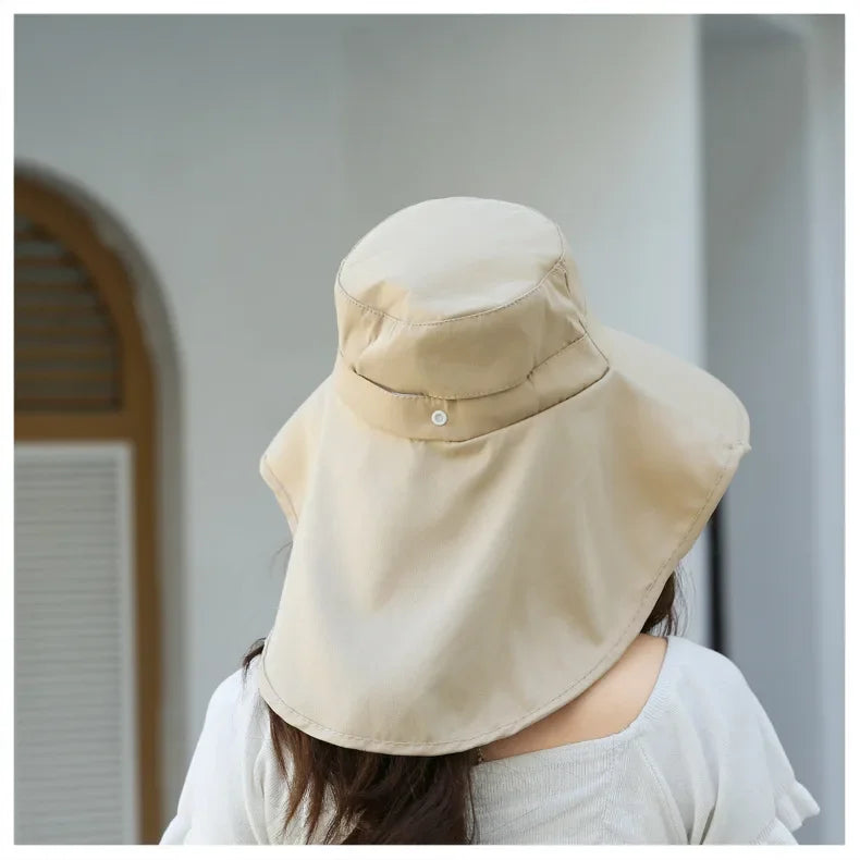 Sombrero de cubo para el sol al aire libre para mujeres y niñas, sombrero de pesca, sombrero de cubo de ala ancha con cubierta para el cuello, gorra de Safari con protección UPF 50+