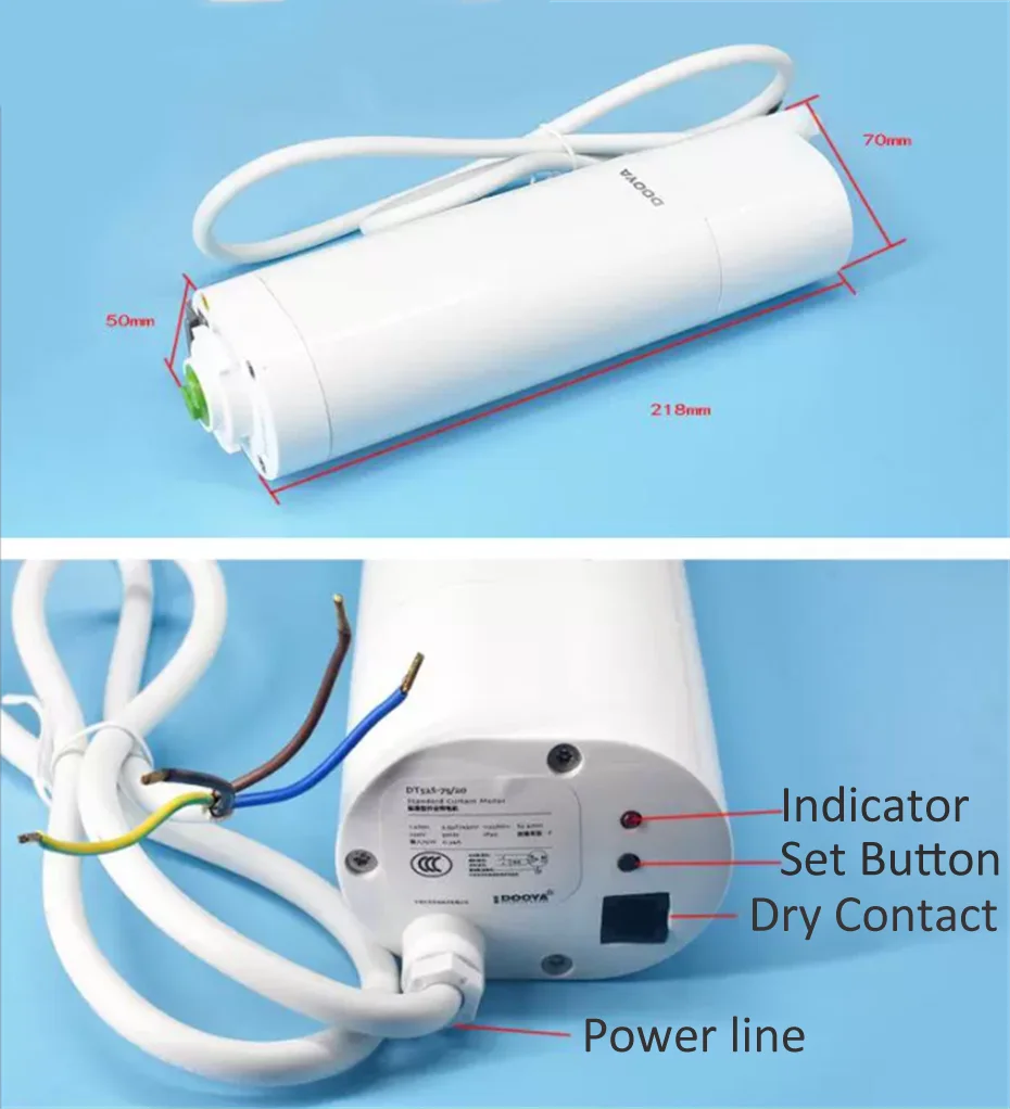 Motor de cortina eléctrico Dooya DT52S 75W, Motor fuerte motorizado de 4 cables para hogar inteligente, funciona con controladores Fibaro y red Fibaro