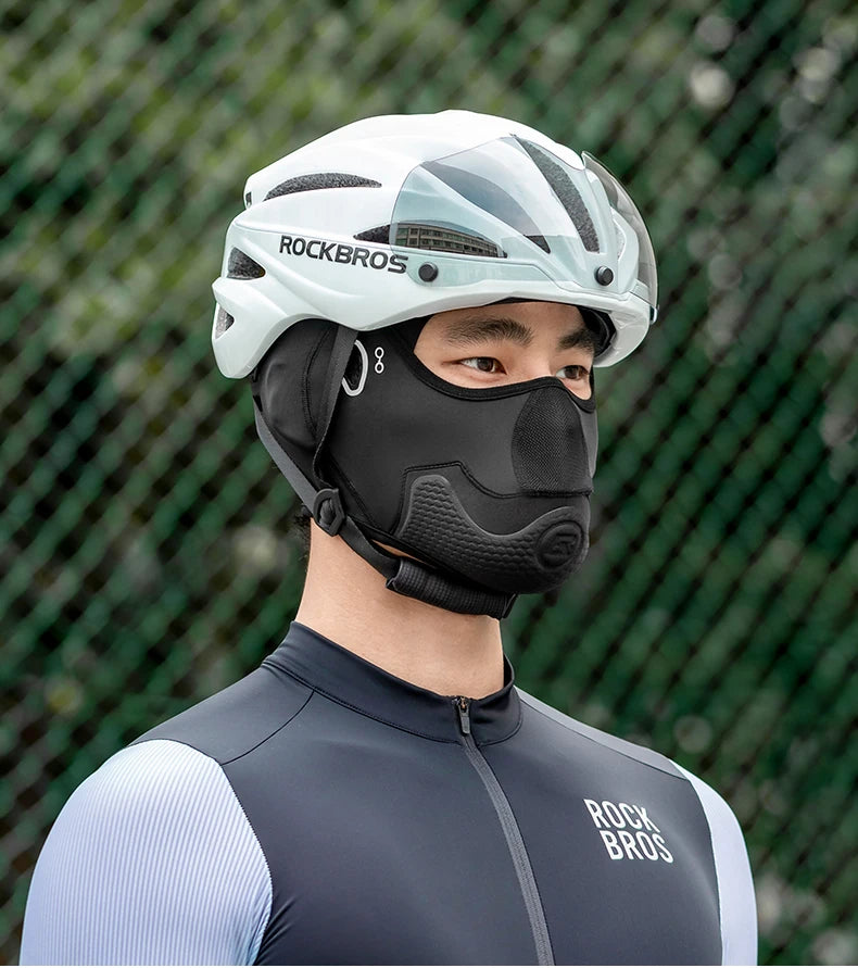 ROCKBROS-Sombrero de ciclismo, pasamontañas fresco de verano, protección UV, bufanda para bicicleta, senderismo, sombrero de seda de hielo, cubierta para la cara, forro para casco deportivo
