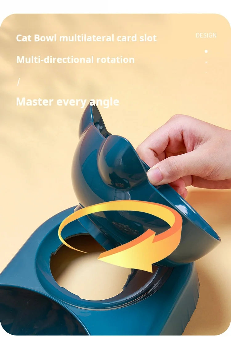 Cuencos para mascotas con alimentador de agua, diseño de oreja inclinado, juego de cuencos para agua y comida para gatos con botella de agua por gravedad para protección del cuello, 3 en 1