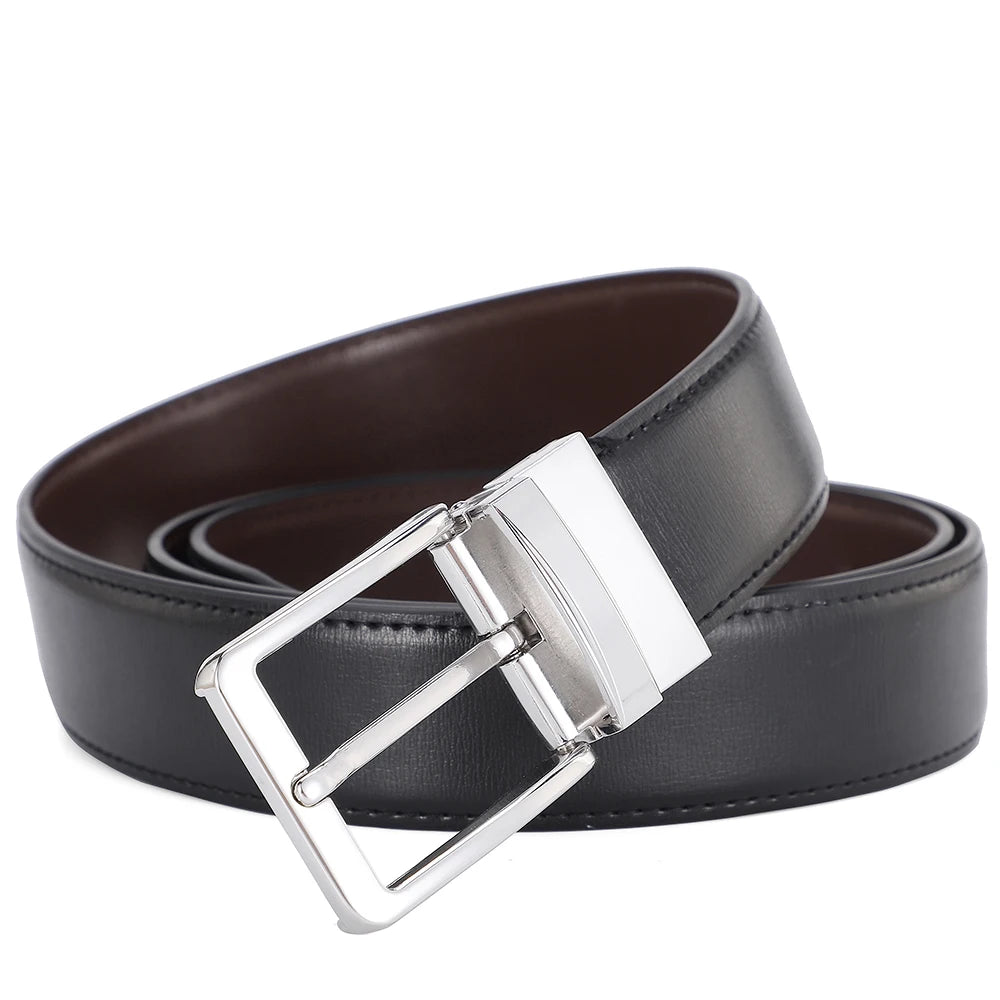 Cinturón de Cuero Genuino para Hombre – Estilo de Lujo con Hebilla Automática de Diseñador