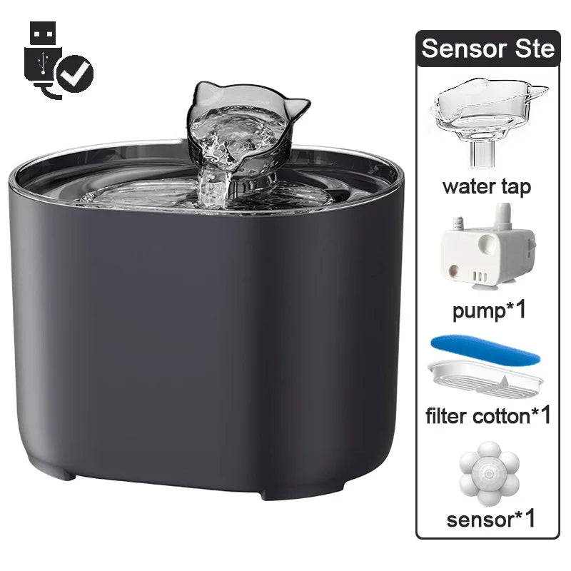 Fuente de agua con filtro automático para mascotas, bebedero eléctrico silencioso con USB, bebedero de recirculación