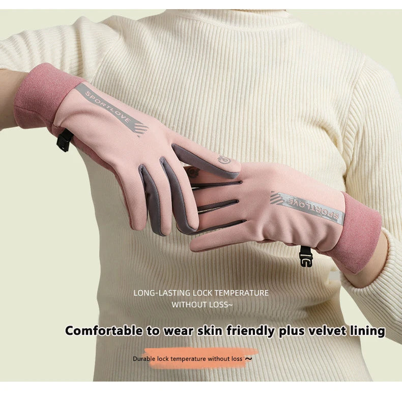 Guantes de invierno para mujer, ciclismo, bicicleta, forro polar térmico, resistencia al frío, viento, impermeable, cálidos, para correr al aire libre, esquiar